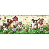 Hunde Tapete Bordüre - Katzen Welpen & Kätzchen Wand Dekor Haustier Zimmer Beige, Grün, Braun von ewallpaperandborder
