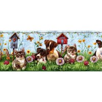 Hunde Tapete Bordüre - Katzen Welpen & Kätzchen Wand Dekor Haustier Zimmer Blau, Grün, Braun von ewallpaperandborder