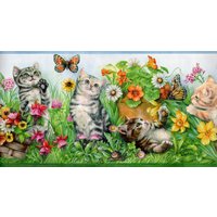 Katzentapete Bordüre - Katzenfreunde Spielen Im Blumengarten Tapetenbordüre Katzenzimmerdekor 23 cm Wandbordüre Katzentapete Bordüre - Katzenfreunde Spielen Im Blumengarten Tapetenbordüre Katzenzimmerdekor 23 cm Wandbordüre von ewallpaperandborder