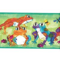 Regenbogen Froggy & Friend Wallpaper Bordüre, Springende Frösche Mit Libelle Kinder Bordüren von ewallpaperandborder