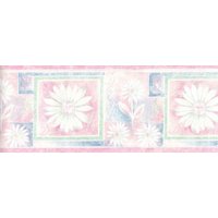 Weiße Gänseblümchen-Tapetenbordüre, Süße Rosa-Weiße Blumen-Tapetenbordüre, Weiße Gänseblümchen-Wandbordüre, Blumengarten-Tapetenbordüre von ewallpaperandborder