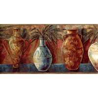 steinvasen Tapetenrand, Bunte Blumenvase Keramik Bambus Südwestliche Jar Vase Wandborte, Antike von ewallpaperandborder