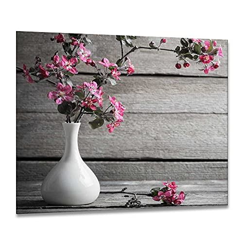 ewaschbaer Herdabdeckplatten Ceranfeldabdeckung Spritzschutz Glas 60x52 Blumen Pink Holz von ewaschbaer