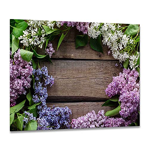 ewaschbaer Herdabdeckplatten Ceranfeldabdeckung Spritzschutz Glas 60x52 Blumen Violet Holz von ewaschbaer