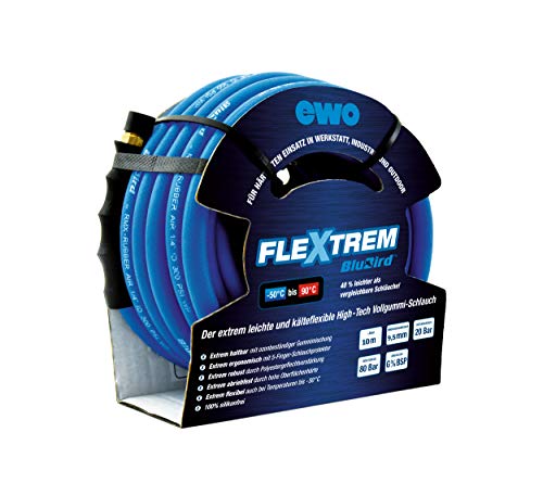 ewo Druckluftschlauch FleXtrem BluBird | Premium Voll-Gummischlauch mit High-Tech-Gewebe, extra-leicht, Innen-ø: 9,5 mm, Wandstärke: 3 mm, G 3/8 BSP, 10 m-Rolle, max. 20 bar Betriebsdruck ewo Druckluftschlauch FleXtrem BluBird | Premium Voll-Gummischlauch mit High-Tech-Gewebe, extra-leicht, Innen-ø: 9,5 mm, Wandstärke: 3 mm, G 3/8 BSP, 10 m-Rolle, max. 20 bar Betriebsdruck von ewo