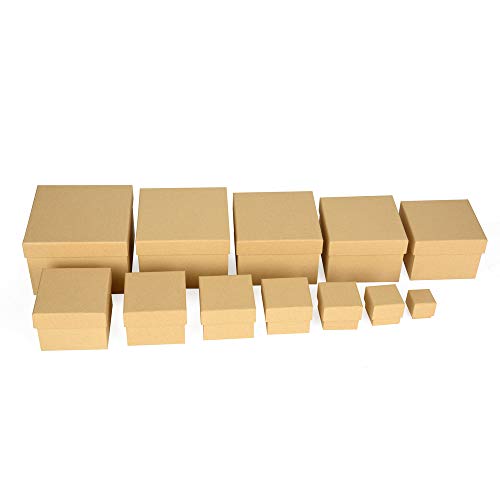 ewtshop® Geschenkboxen, 12er Set, stabiles Material mit feinem Kraftpapier überzogen, Kraftpapierboxen, auch für Scrapbooking von ewtshop