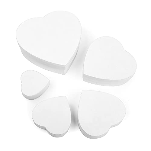 ewtshop® Kraftpapierboxen in Herzform, 5 Stück, weiß, 5 Verschiedene Größen, Kraftpapier-Schatullen-Set von ewtshop