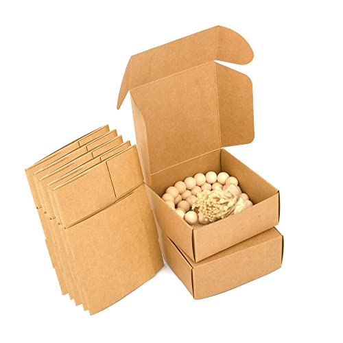 ewtshop® Faltgeschenkboxen braun, 12 x 12 x 5 cm, Boxen aus Naturkarton, für Kekse, Bonbons, Pralinen, Schmuck und Geschenke aller Art, 20er Set von ewtshop