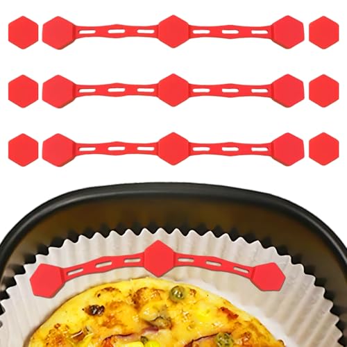 3 Stück Air Fryer Magnets, Air Fryer Magnet Silikon Schnalle, Zubehör Für Heißluftfritteusen Backpapier Befestigungsschnalle, Silikon Magnetschnalle für Luftfritteuse(Rot) von exatta