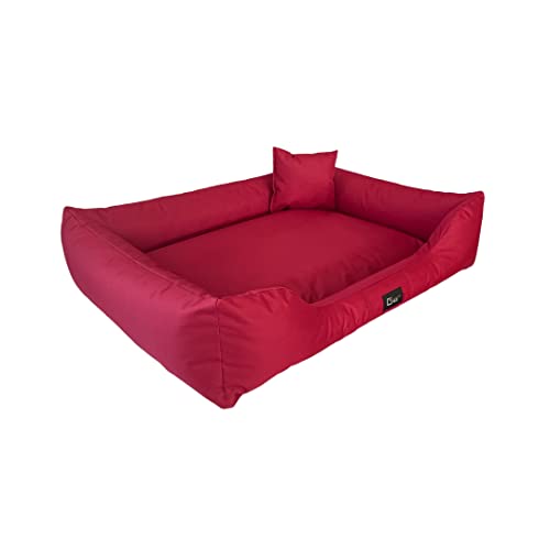 exclusive BED Hundebett Puffi Grosse Mittelgroße Kleine Hunde - Hundekissen Hundematte aus Kodura-Stoff - Waschbar Wasserfest Langlebig Abriebfest Reißfest (XL+| 110x90cm, Rot) von exclusive BED