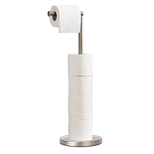 Toilettenpapierhalter, freistehender Toilettenpapierhalter, Ständer mit Reserve für 4 weitere Rollen, SUS304 Edelstahl, stabile Basis (gebürstetes Nickel) von exilon