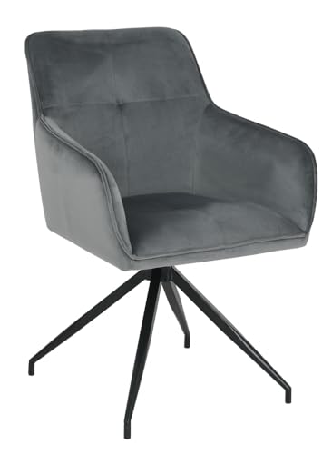 exitodesign - Aster - Polsterstuhl mit Armlehnen - 180° Drehbar - mit schwarzem Fußgestell aus Metall - aus Velours/Samt - Modern - für Esszimmer, Küche, Wohnzimmer, Salon, Schreibtisch - Grau exitodesign - Aster - Polsterstuhl mit Armlehnen - 180° Drehbar - mit schwarzem Fußgestell aus Metall - aus Velours/Samt - Modern - für Esszimmer, Küche, Wohnzimmer, Salon, Schreibtisch - Grau von exitodesign