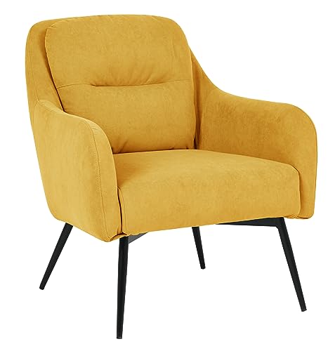 exitodesign Polster Sessel Mert - Gepolsterter Relaxsessel - Bürostuhl - Stuhl Küche Wohnzimmer - Bequem Praktisch - Haltbares Material - Zimmer Deko Wohnzimmer - 71x80x78cm - Gelb von exitodesign