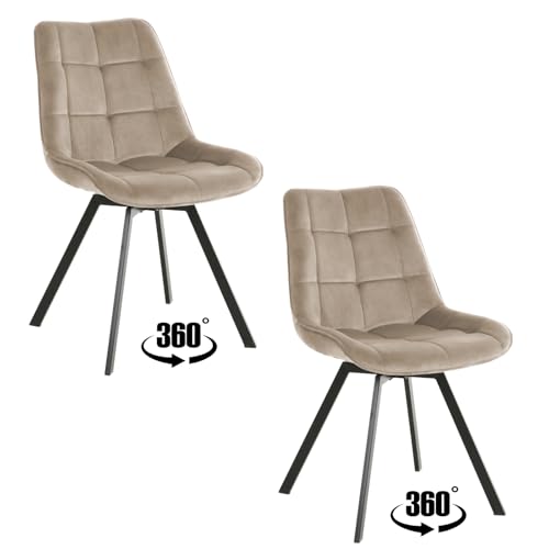 exitodesign Polsterstuhl LAPO Gepolsterter Stuhl Velvet Esszimmerstühle Esstisch Stühle Stuhl Küche Wohnzimmer 2er Set bistrotisch mit 2 stühlen 49 x 62 x 83 cm Beige von exitodesign