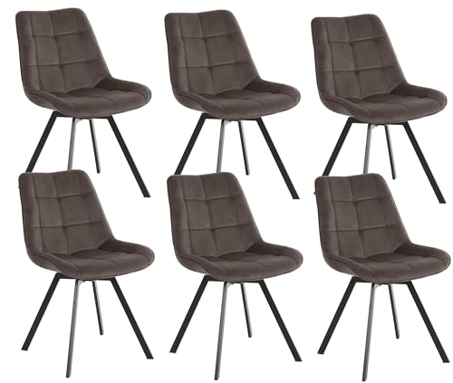 exitodesign Polsterstuhl LAPO Gepolsterter Stuhl Velvet Esszimmerstühle Esstisch Stühle Stuhl Küche Wohnzimmer 6er Set 49 x 62 x 83 cm Braun von exitodesign