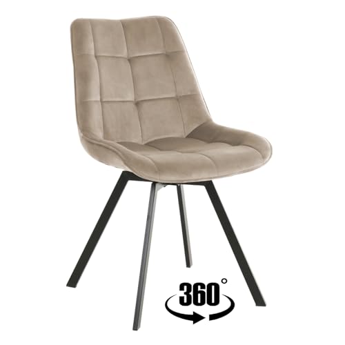 exitodesign Polsterstuhl LAPO - Gepolsterter Stuhl Velvet - Esszimmerstühle - Esstisch Stühle - Stuhl Küche Wohnzimmer - Haltbares Material - Wohnzimmer Möbel - 49 x 62 x 83 cm - Beige von exitodesign