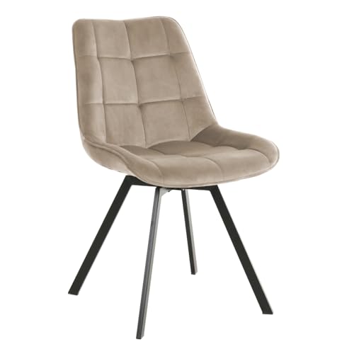 exitodesign Polsterstuhl LAPO - Gepolsterter Stuhl Velvet - Esszimmerstühle - Esstisch Stühle - Stuhl Küche Wohnzimmer - Haltbares Material - Wohnzimmer Möbel - 49 x 62 x 83 cm - Beige von exitodesign