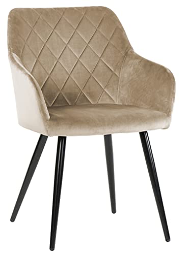 exitodesign Polsterstuhl Milton - Gepolsterter Stuhl - Esszimmerstühle - Bürostuhl - Stuhl Küche Wohnzimmer - Bequem Praktisch - Haltbares Material - Zimmer Deko Wohnzimmer - 54,5x59x83 cm - Beige von exitodesign