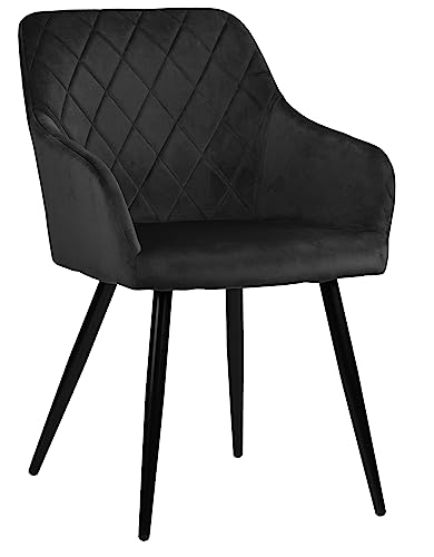 exitodesign Polsterstuhl Milton - Gepolsterter Stuhl - Esszimmerstühle - Bürostuhl - Stuhl Küche Wohnzimmer - Bequem Praktisch - Haltbares Material - Zimmer Deko Wohnzimmer - 54,5x59x83 cm - Schwarz von exitodesign