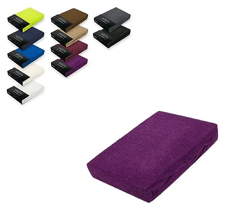 EXKLUSIV HEIMTEXTIL Frottee Spannbettlaken 140-160 x 200 cm 80% Baumwolle, 20% Polyester Öko - Tex Zertifiziert, Markenqualität, Matratzenhöhe bis 25 cm, Lila von EXKLUSIV HEIMTEXTIL