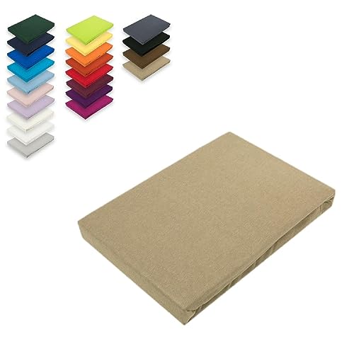 EXKLUSIV HEIMTEXTIL Jersey Spannbettlaken 140-160 x 200 cm Sand von EXKLUSIV HEIMTEXTIL