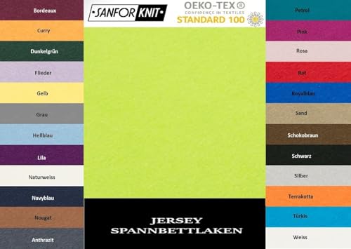 EXKLUSIV HEIMTEXTIL Jersey Spannbettlaken 60 x 120-70 x 140 cm 100% Baumwolle Öko - Tex Zertifiziert, Markenqualität, Matratzenhöhe bis 10 cm, Apfelgrün von EXKLUSIV HEIMTEXTIL