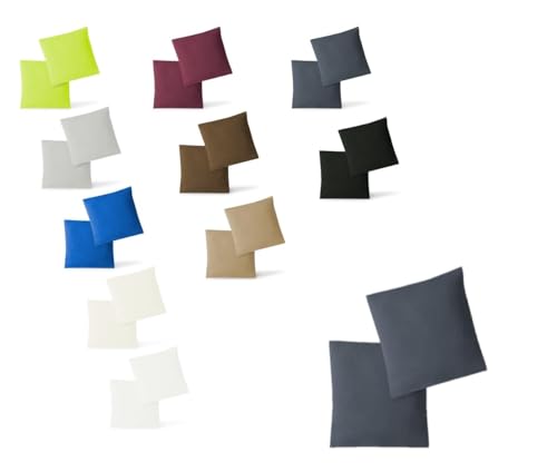 EXKLUSIV HEIMTEXTIL Jersey Kissenbezug 2er Set 40 x 40 cm anthrazit von EXKLUSIV HEIMTEXTIL