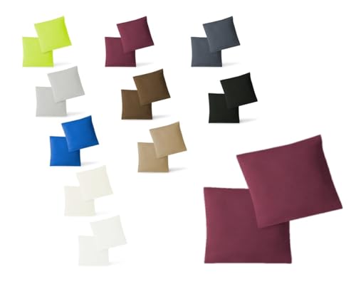 EXKLUSIV HEIMTEXTIL Jersey Kissenbezug Hülle 2 Sparpack Set mit Reißverschluss hochwertige Qualität 40 x 40 cm Bordeaux von EXKLUSIV HEIMTEXTIL