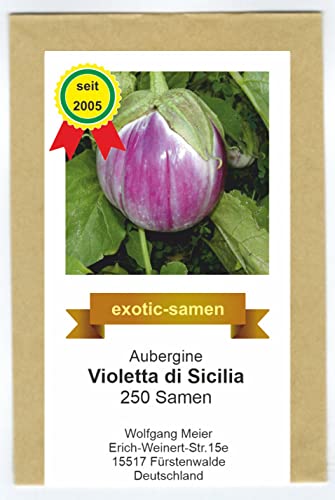 Aubergine - Eierfrucht - Violetta di Sicilia - mittelfrüh - samenfeste Sorte - 250 Samen von exotic-samen