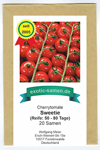 Cherrytomate – Sweetie – sehr ertragreich – Rispentomate – Züchtung aus USA – 20 Samen von exotic-samen