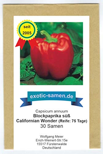 Das wohl beliebteste milde (süße) Paprika - Californian wonder - 30 Samen von exotic-samen