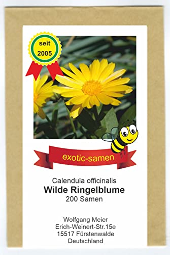 Gelbe Ringelblume Wildform - ungefüllt - Calendula officinalis - Bienenweide - Heilpflanze - 200 Samen von exotic-samen