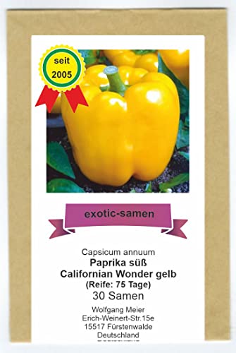 Golden Californian Wonder - süßer Paprika - samenfeste Sorte - 30 Samen von exotic-samen