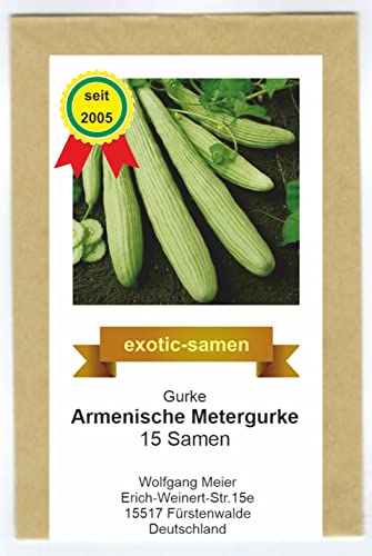 Gurke - Cucumis melo flexuosus – resistent - Armenische Metergurke - samenfest - 15 Samen von exotic-samen