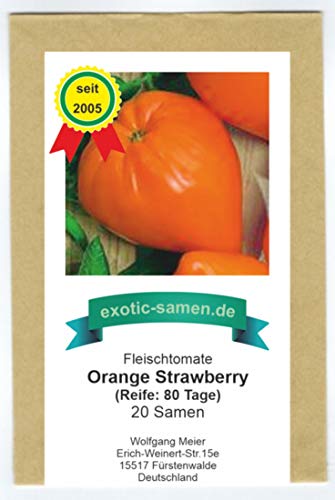Orangefarbene Fleischtomate in Erdbeerform - bis 400g - orange Strawberry - orange Erdbeere - 20 Samen von exotic-samen