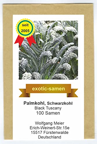 Palmkohl - Schwarzkohl - CAVOLO NERO DI TOSCANA - samenfeste Sorte - milder als Grünkohl - 100 Samen von exotic-samen