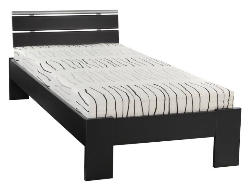 expendio Bett Cortina, Jugendbett 90x200 cm schwarz mit Lattenrost und Matratze von expendio