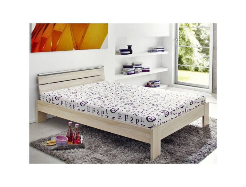 expendio Bett Cortina, Jugendbett 140x200 cm Buche-Nb. mit Lattenrost und Matratze von expendio