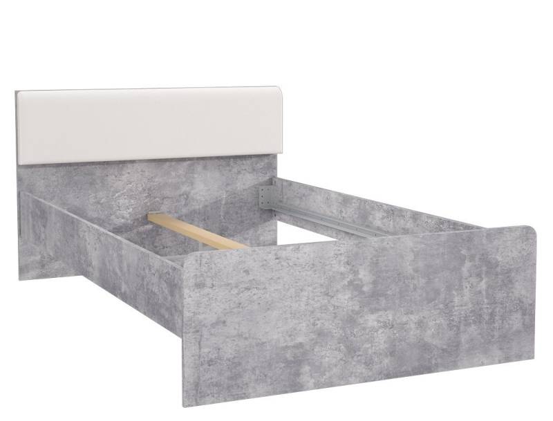 expendio Bettgestell Coburg 8, Jugendbett 120x200 cm beton weiß mit gepolstertem Kopfteil von expendio