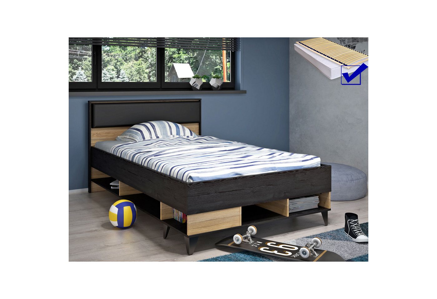 expendio Bettgestell Lyrill 1, Mauvella Oak / Cabezone Oak, 130x205x92 cm expendio Bettgestell Lyrill 1, Mauvella Oak / Cabezone Oak, 130x205x92 cm von expendio