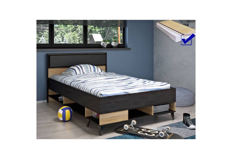 expendio Bettgestell Lyrill 1, Mauvella Oak / Cabezone Oak, 130x205x92 cm von expendio