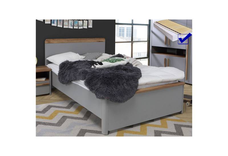 expendio Bettgestell Selim 1, grau / Catania Oak Nb. 125x92x210 cm von expendio