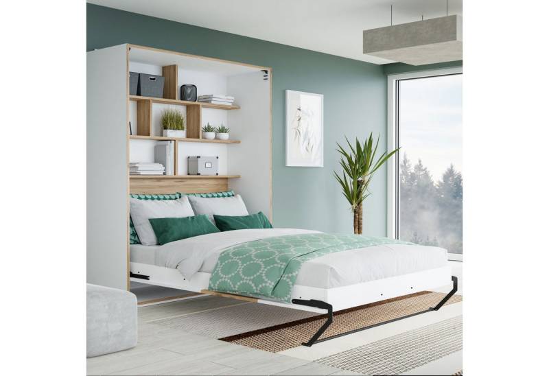 expendio Bettgestell Simon 2, Weiß / Catania Oak, 160x241x58 cm von expendio