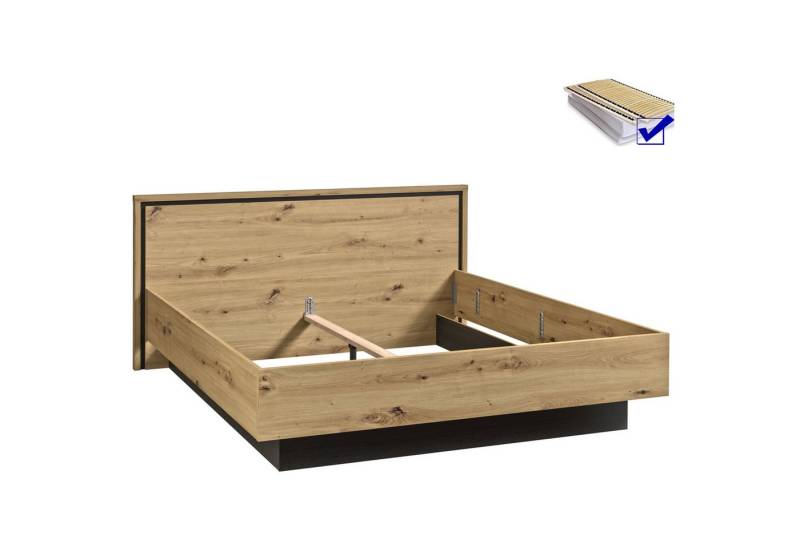 expendio Bettgestell Trace 5, Artisan Eiche Nb. / Schwarz Eiche Nb., 160x200 cm von expendio