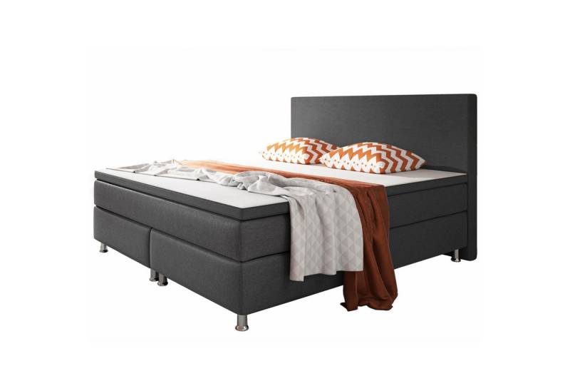 expendio Boxspringbett Adria, 180x200 cm, Webstoff anthrazit, inkl. Topper von expendio