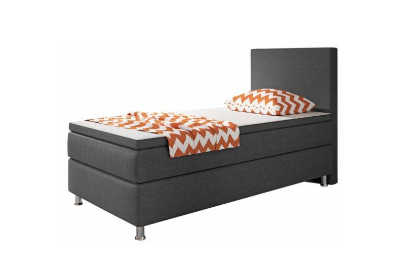 expendio Boxspringbett Adria 2, 90x200 cm, Webstoff anthrazit, inkl. Topper von expendio