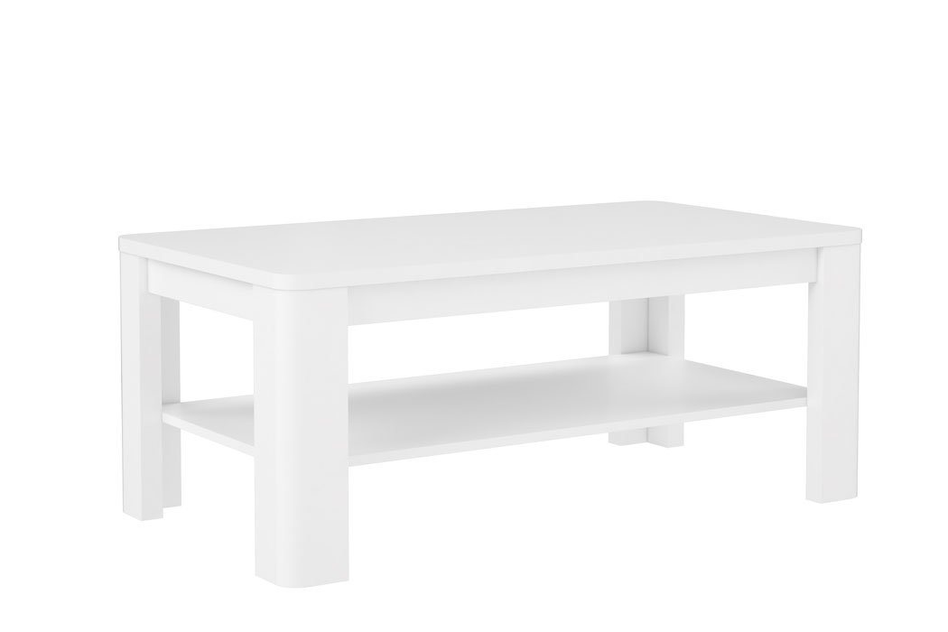 expendio Couchtisch Bianca, weiß Hochglanz 110x60x46 cm mit zusätzlicher Ablage von expendio