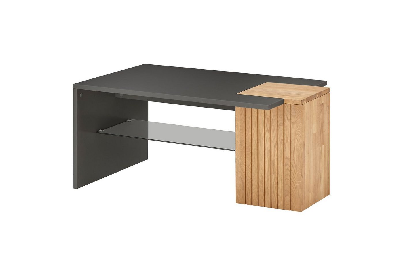 expendio Couchtisch Linda 17, anthrazit lackiert/ Eiche massiv bianco geölt 110x65x50 cm von expendio