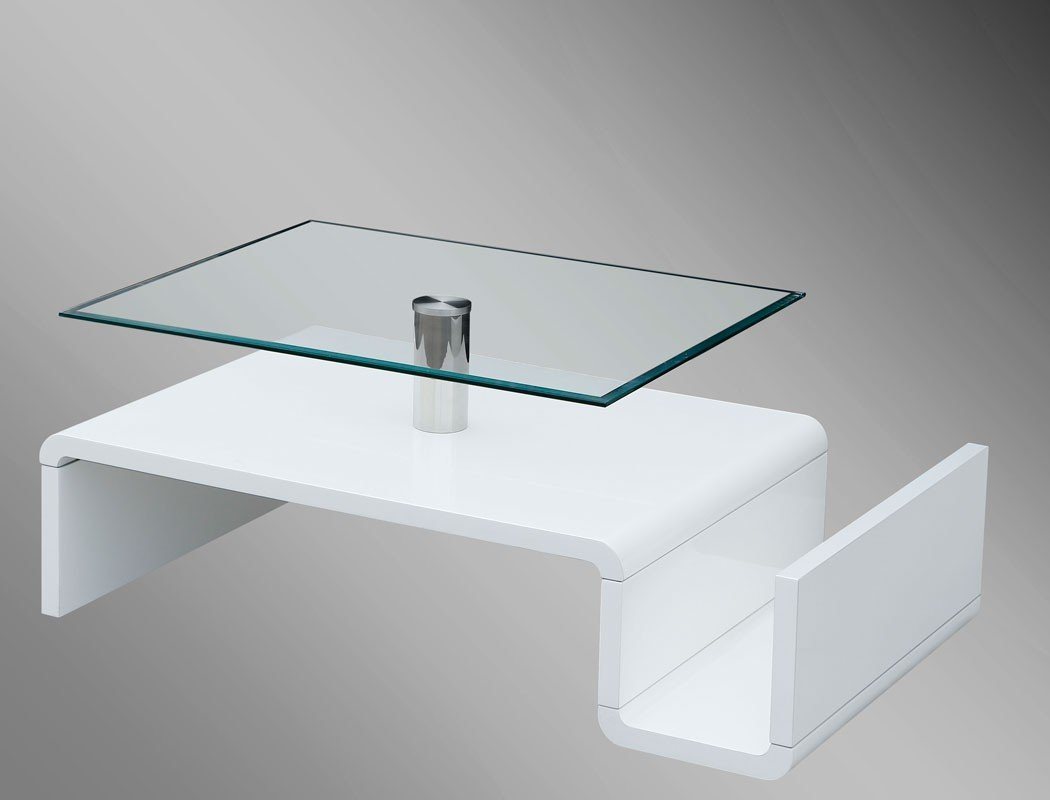 expendio Couchtisch Manuel, Glastisch weiß Hochglanz 110x44x65 cm mit Ablagefach von expendio