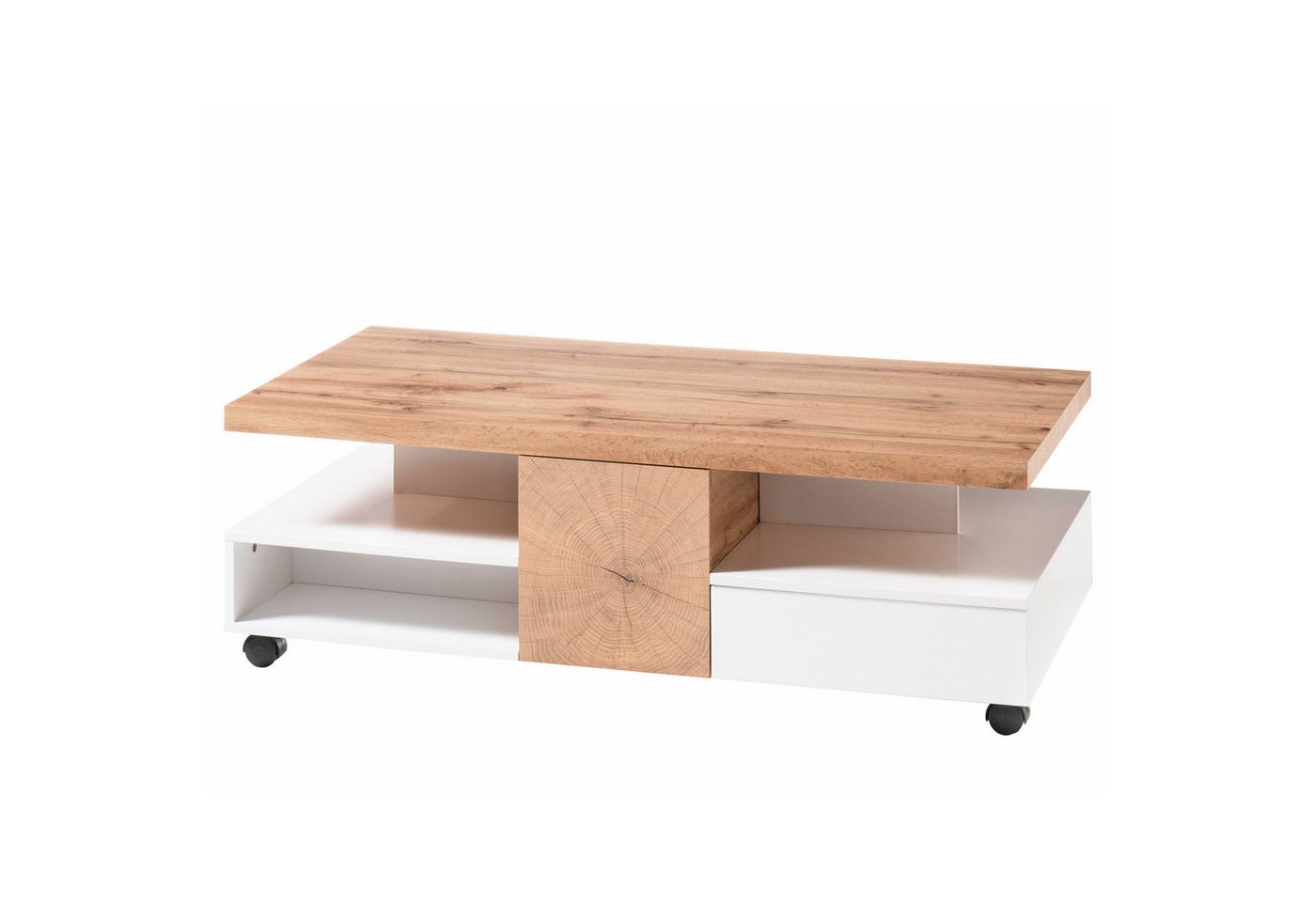 expendio Couchtisch Rudi 1, weiß / Eiche Nachbildung 120x40x60 cm von expendio